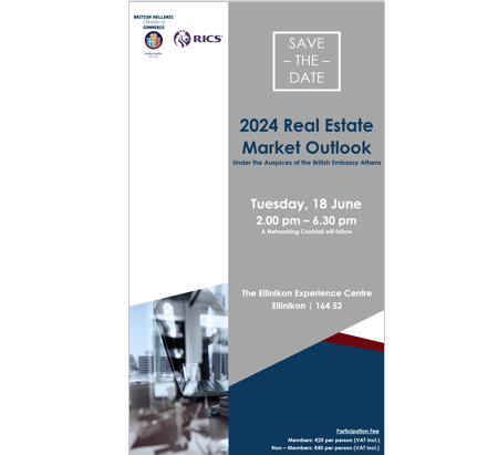 BHCC - RICS in Greece | Save the Date | 2024 Real Estate Market Outlook | 18 June 2024